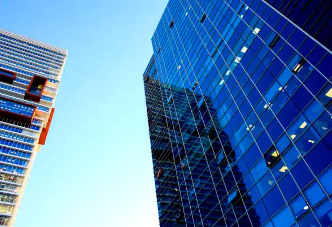 The Red, Blue, and Silver Curtain Wall Aesthetic in America-1