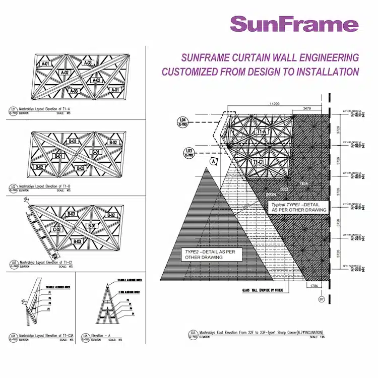 Burj Al Mana Tower Comples Aluminum Facade Drawing