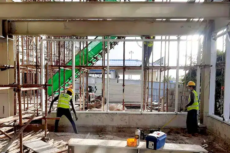 Secondary steel framework supporting curtain wall systems